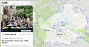 Screenshot der fertiggestellten Map-!t-Infosammlung auf einer Karte